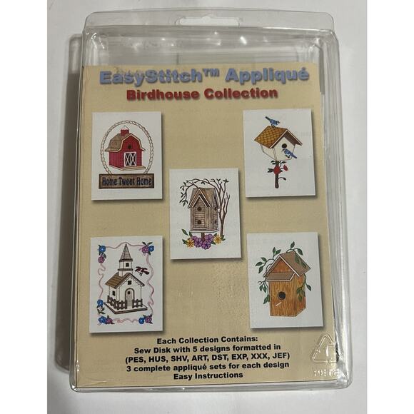 NEW Easy Stitch Appliques Birdhouse Collection with Sew Disc Dalco Home Sew - Picture 1 of 2